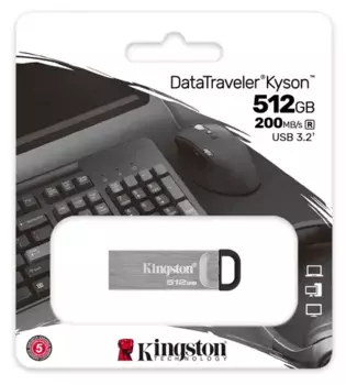 Флешка 128Gb USB 3.2 Gen 1 Kingston DataTraveler Kyson DTKN/512GB, серебристый (DTKN/512GB)