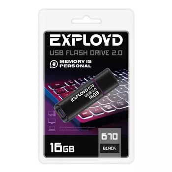 Флешка 16Gb USB 2.0 EXPLOYD 670, черный (EX-16GB-670-Black)