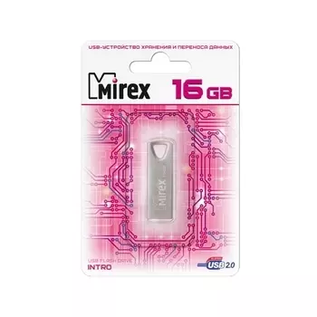 Флешка 16Gb USB 2.0 Mirex INTRO, серебристый (13600-ITRNTO16)