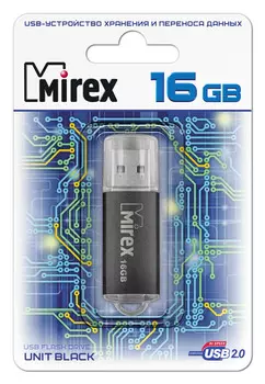 Флешка 16Gb USB 2.0 Mirex UNIT, черный (13600-FMUUND16)