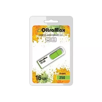 Флешка 16Gb USB 2.0 OltraMax 250, белый/зеленый (OM-16GB-250-Green)