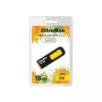 Флешка 16Gb USB 2.0 OltraMax 250, черный/желтый (OM-16GB-250-Yellow)