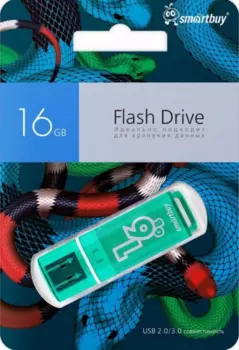 Флешка 16Gb USB 2.0 SmartBuy Glossy Snake Edition, зеленый (SB16GBGSGSN)