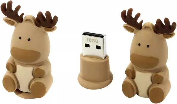 Флешка 16Gb USB 2.0 SmartBuy NY series Caribou Deer, коричневый (SB16GBCaribouQ)