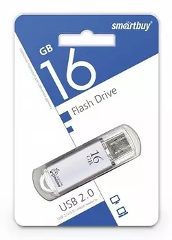 Флешка 16Gb USB 2.0 SmartBuy V-Cut, серебристый (226151)