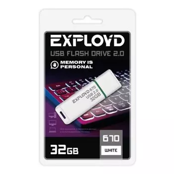 Флешка 32Gb USB 2.0 EXPLOYD 670, белый (EX-32GB-670-White)