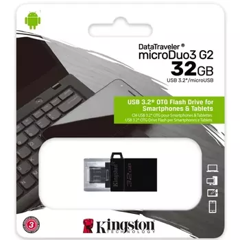 Флешка 32Gb USB 3.2/microUSB Kingston Data Traveler microDuo3 G2, черный (DTDUO3G2/32GB)
