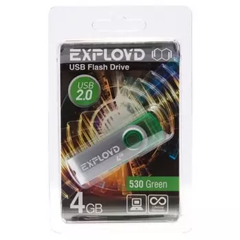 Флешка 4Gb USB 2.0 EXPLOYD 530, зеленый (EX004GB530-G)