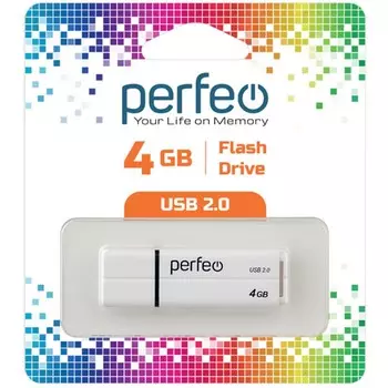 Флешка 4Gb USB 2.0 Perfeo C01G2, белый