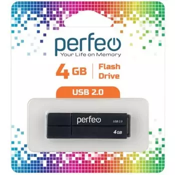 Флешка 4Gb USB 2.0 Perfeo C01G2, черный