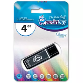 Флешка 4Gb USB 2.0 SmartBuy Glossy Glossy, черный (SB4GBGS-K)