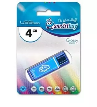 Флешка 4Gb USB 2.0 SmartBuy Glossy Glossy, синий (SB4GBGS-B)