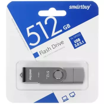 Флешка 512Gb USB 3.0 SmartBuy Twist Dual SB512GB3DUOTWK, серый (SB512GB3DUOTWK)