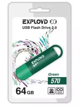 Флешка 64Gb USB 2.0 EXPLOYD 570, зеленый (EX-64GB-570-Green)