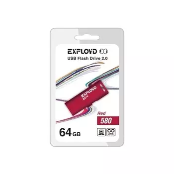 Флешка 64Gb USB 2.0 EXPLOYD 580, красный (EX-64GB-580-Red)