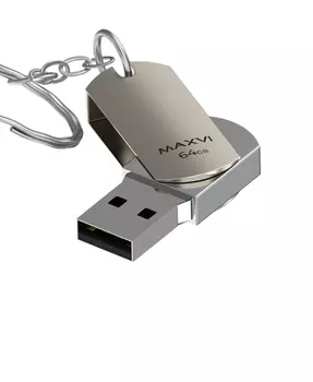 Флешка 64Gb USB 2.0 Maxvi, серебристый (FD64GBUSB20C10MR)