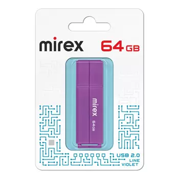 Флешка 64Gb USB 2.0 Mirex Line 13600-FMULVT64, фиолетовый (13600-FMULVT64)