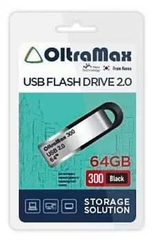Флешка 64Gb USB 2.0 OltraMax 300 OM-64GB-300-Black, черный (OM-64GB-300-Black)
