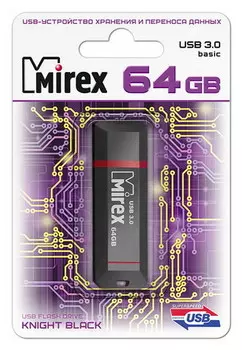Флешка 64Gb USB 3.0 Mirex KNIGHT, черный (13600-FM3BKN64)