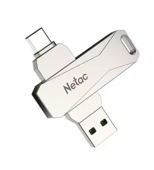 Флешка 64Gb USB 3.0/USB Type-C Netac U782C, жемчужный никель (NT03U782C-064G-30PN)