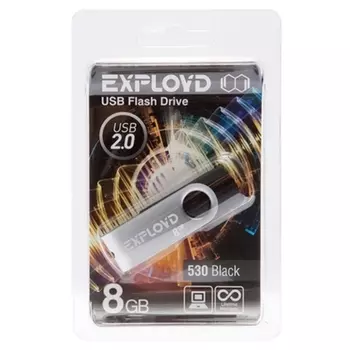 Флешка 8Gb USB 2.0 EXPLOYD 530, черный (EX008GB530-B)