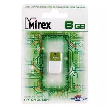 Флешка 8Gb USB 2.0 Mirex ARTON, белый/зеленый (13600-FMUAGR08)