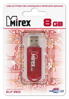 Флешка 8Gb USB 2.0 Mirex ELF, красный (13600-FMURDE08)