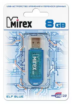 Флешка 8Gb USB 2.0 Mirex ELF, синий (13600-FMUBLE08)