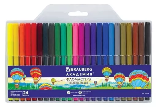 Фломастеры BRAUBERG АКАДЕМИЯ, 24 шт. (151413)
