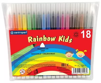 Фломастеры Centropen Rainbow Kids, 18 шт. (7550/18ET)