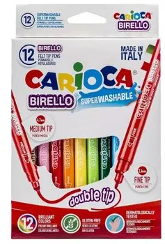 Фломастеры двусторонние смываемые Carioca Набор фломастеров Birello, 12 шт. (41457)