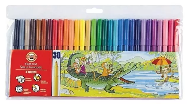 Фломастеры Koh-I-Noor Звери, 30 шт. (771002CJ04TERU)