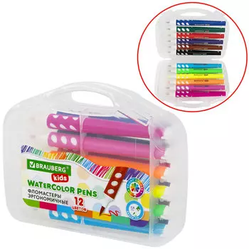 Фломастеры смываемые BRAUBERG KIDS, 12 шт. (152184)