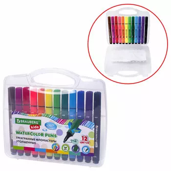 Фломастеры смываемые BRAUBERG KIDS, 12 шт. (152191)