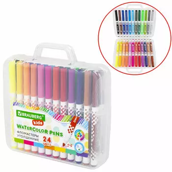 Фломастеры смываемые BRAUBERG KIDS, 24 шт. (152186)