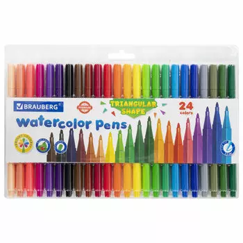 Фломастеры смываемые BRAUBERG PREMIUM, 24 шт. (152194)