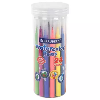 Фломастеры смываемые BRAUBERG PREMIUM, 24 шт. (152199)