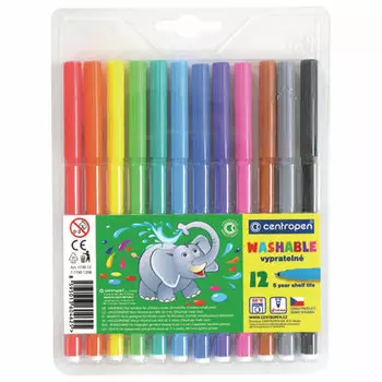 Фломастеры смываемые Centropen 7790/12TP, 12 шт. (152076)