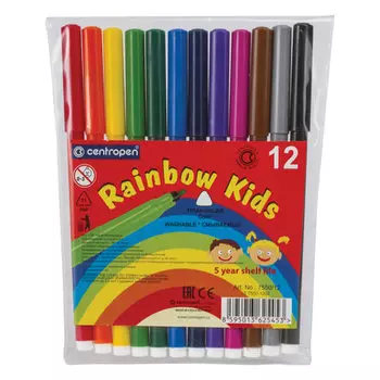 Фломастеры смываемые Centropen Rainbow Kids, 12 шт. (151180)