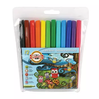 Фломастеры смываемые Koh-I-Noor Совы, 12 шт. (150896)