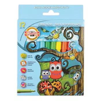 Фломастеры смываемые Koh-I-Noor Совы, 12 шт. (150897)