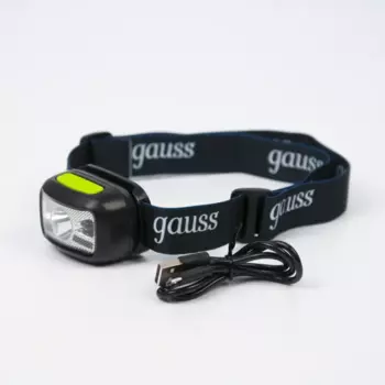 Фонарь налобный Gauss (GFL402) 220 лм 3Вт 1200mAh, сенсор-диммер, 7 режимов