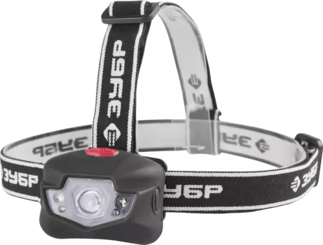 Фонарь ЗУБР ЭКСПЕРТ налобный светодиодный, 3Вт(120Лм)+4LED, линза коллиматор, 3 режима, 3ААА () [56434] {56434}