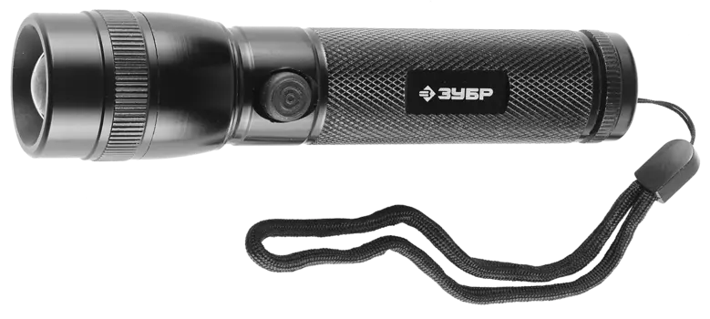 Фонарь ЗУБР "ЭКСПЕРТ" ручной, алюминиевый корпус, линза, 3Вт светодиод, регулируемое фокусное расстояние, 3ААА, черный [56202]