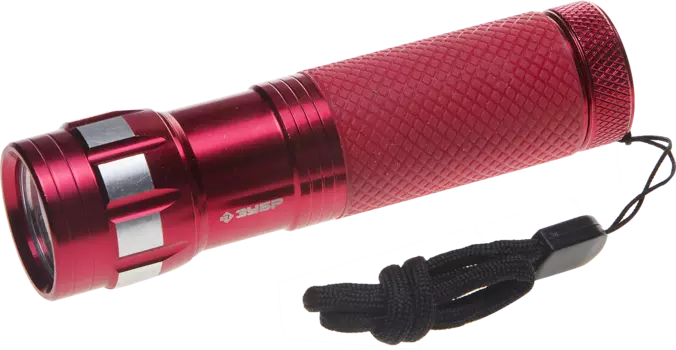 Фонарь ЗУБР "Мастер" ручной, алюминиевый двукомпонентный корпус, 9 светодиодов, 3ААА, красный [56211-R]