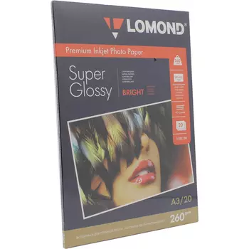 Фотобумага A3 260 г/м глянцевая, 20 листов, односторонняя, Lomond 1103130 для струйной печати