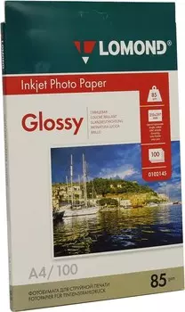 Фотобумага A4 85 г/м глянцевая, 100 листов, односторонняя, Lomond 0102145 для струйной печати