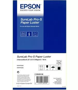 Фотобумага рулон 21 см x 65 м, 248 г/м, полуглянцевая, 2 рулона, Epson SureLab Pro-S Paper Luster (C13S450138BP)