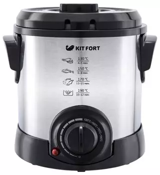 Фритюрница Kitfort KT-2011 1.2 кВт, 1.5 л, серебристый/черный (KT-2011)