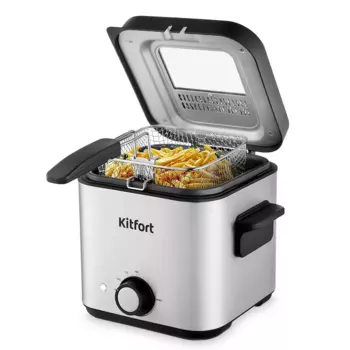 Фритюрница Kitfort КТ-4075 900 Вт, 1.5 л, серебристый/черный